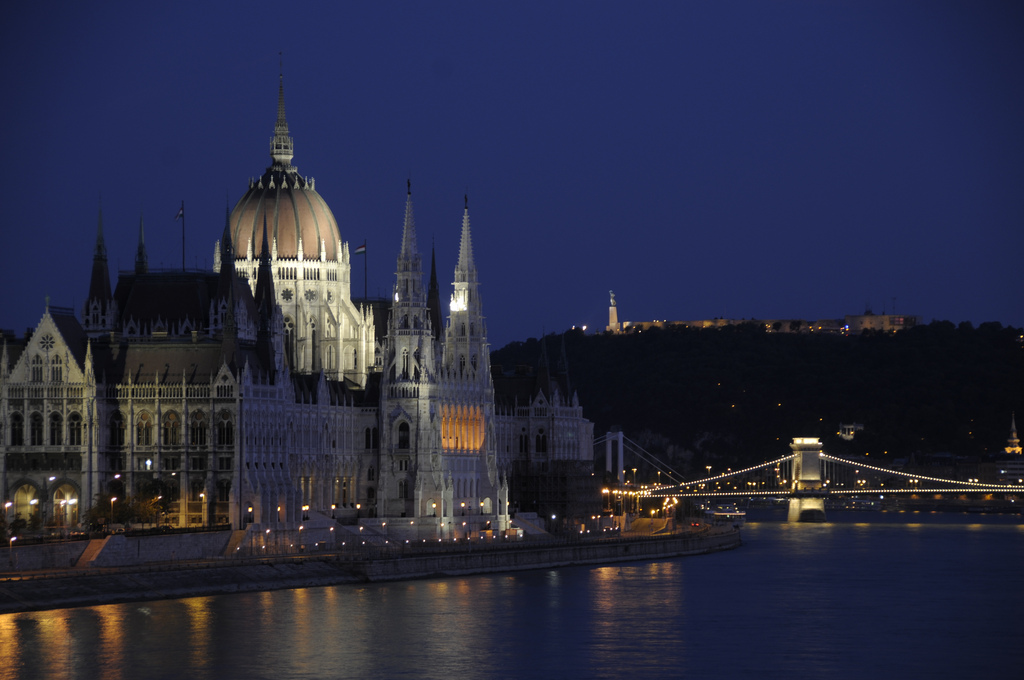 Hungarian Parliament Building on the banks of the Danube River in Budapest, Hungary