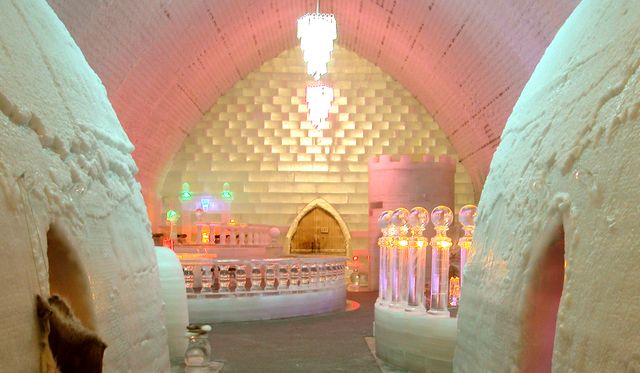 Bunding up at The Ice Hotel in Sweden.