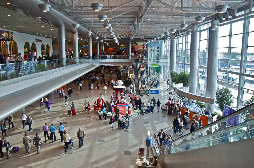 Interior of Domodedovo International Airport Moscow