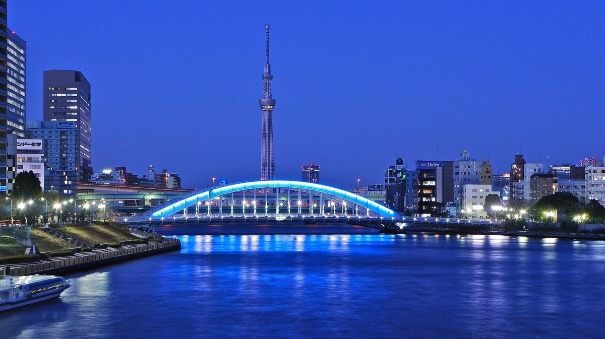 Eitai Bridge illuminated over the Sumida River Eitai Bridge illuminated over the Sumida River