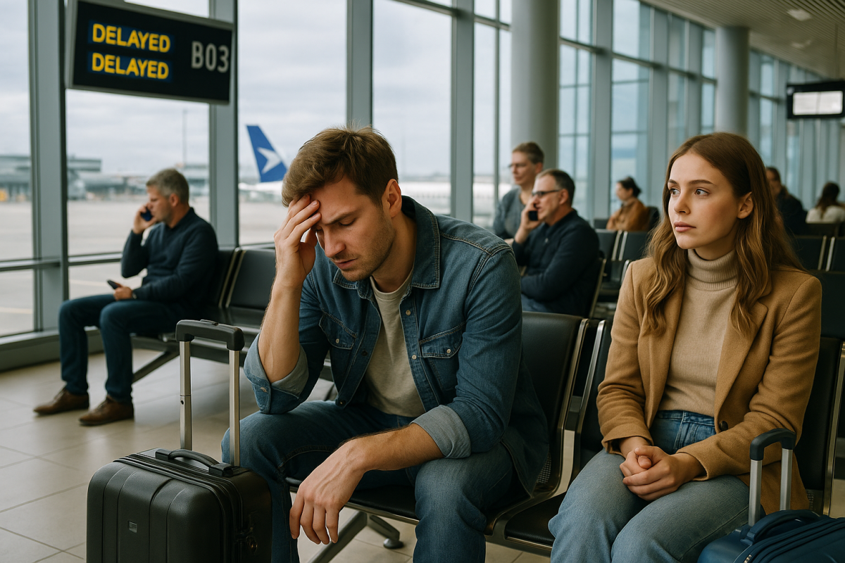 Flight delay at airport