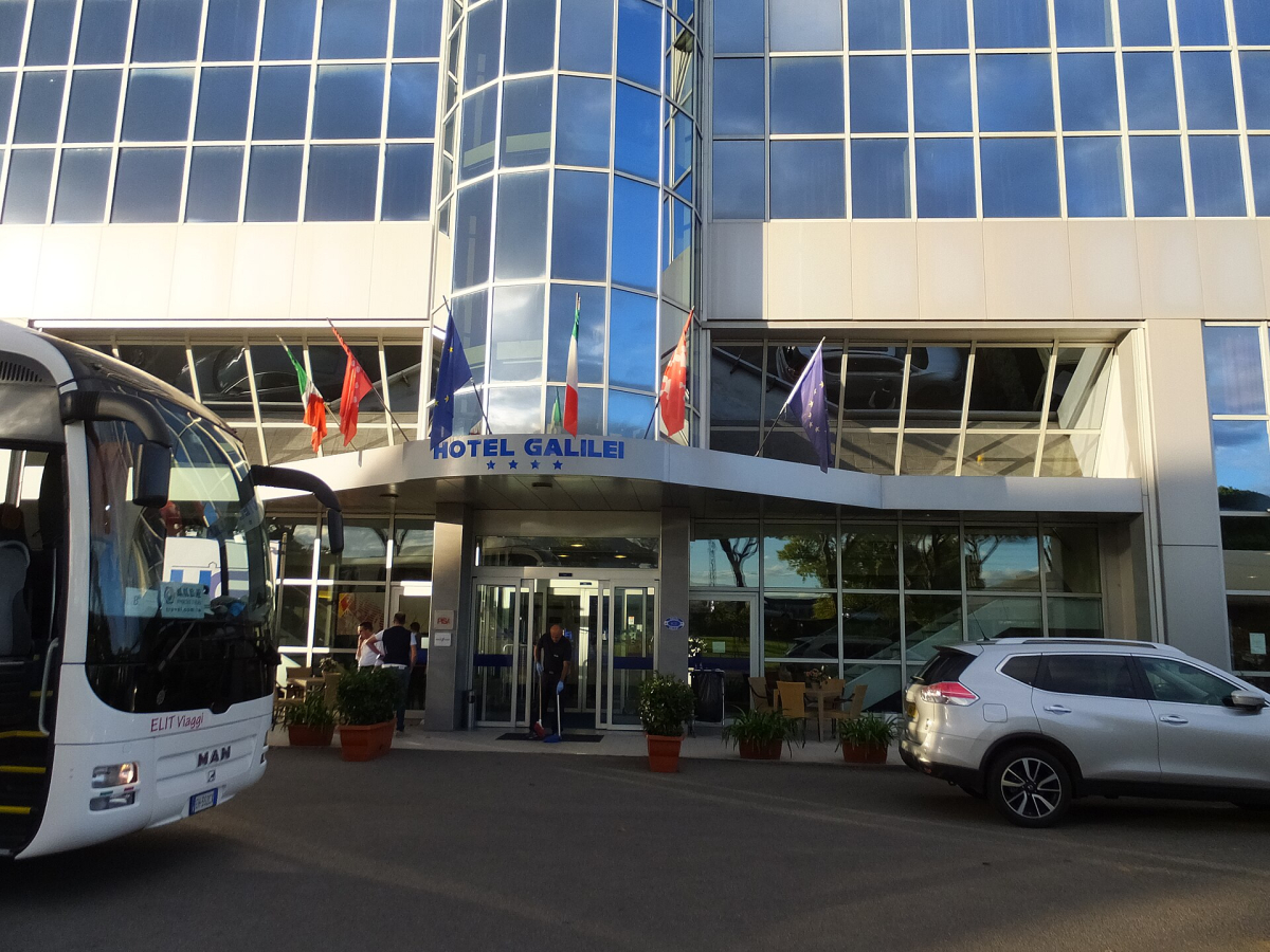 Hotel Galilei’s exterior and forecourt. Hotel Galilei’s exterior and forecourt.