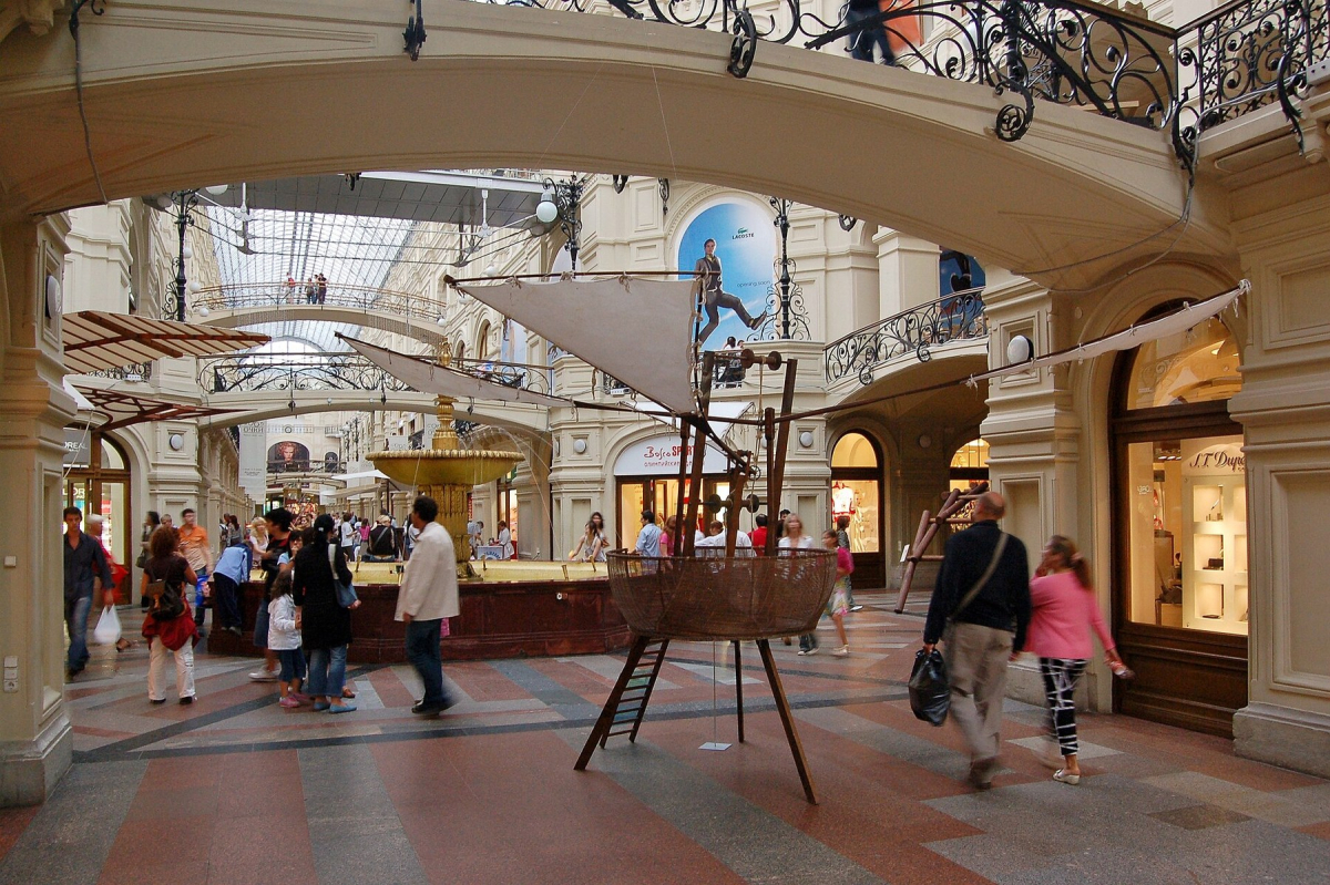 Covered shopping arcades inside GUM in Moscow Covered shopping arcades inside GUM in Moscow