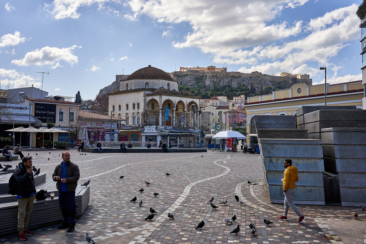 Monastiraki Square below the Acropolis. Monastiraki Square below the Acropolis.