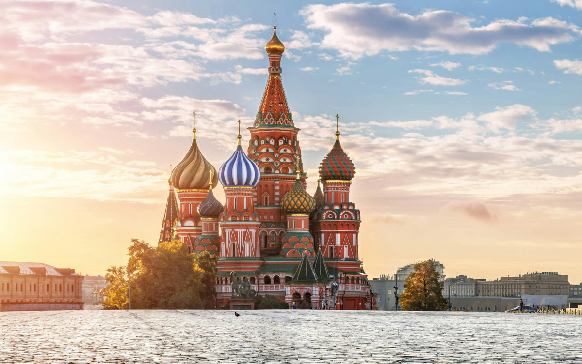 Moscow Red Square and St. Basil’s Cathedral at sunset