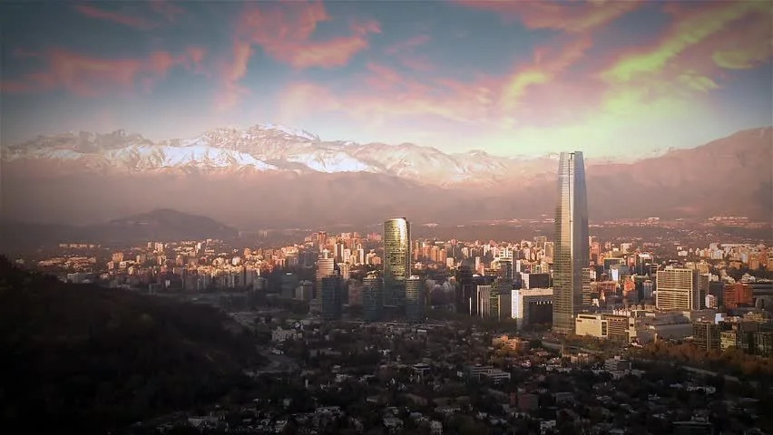 Santiago skyline with Andes mountains