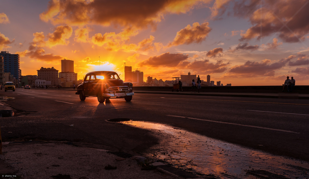 Sunset view over Havana during the dry season