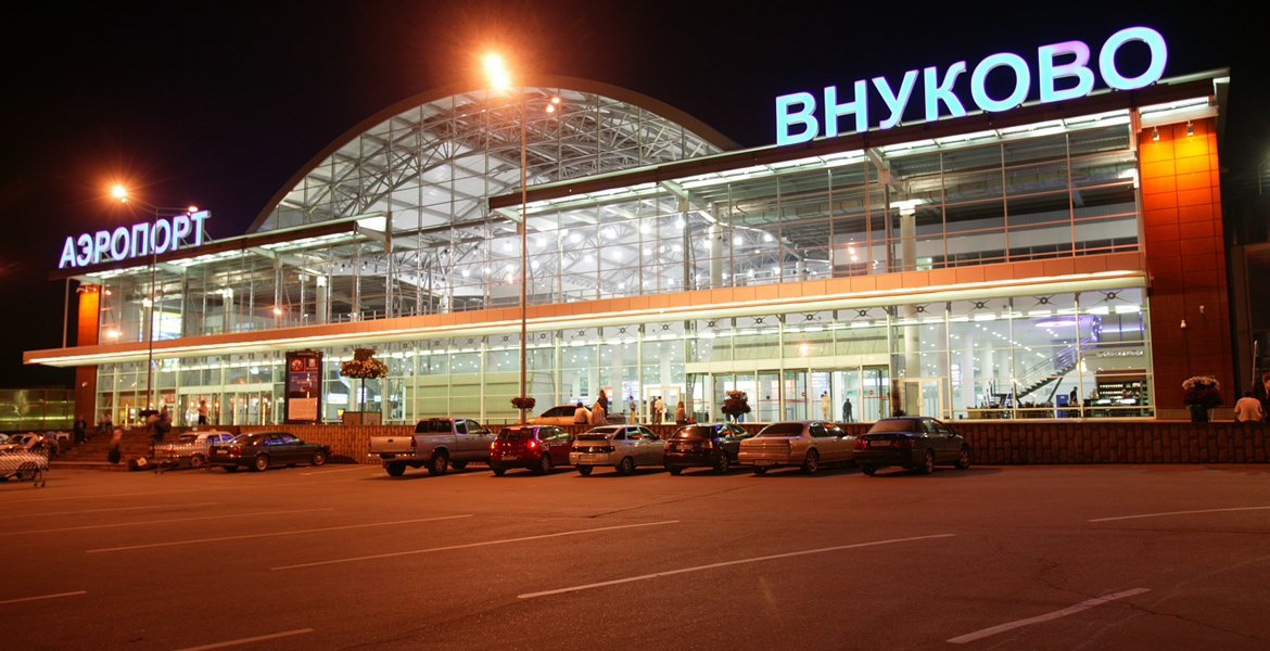 Vnukovo Airport exterior at night