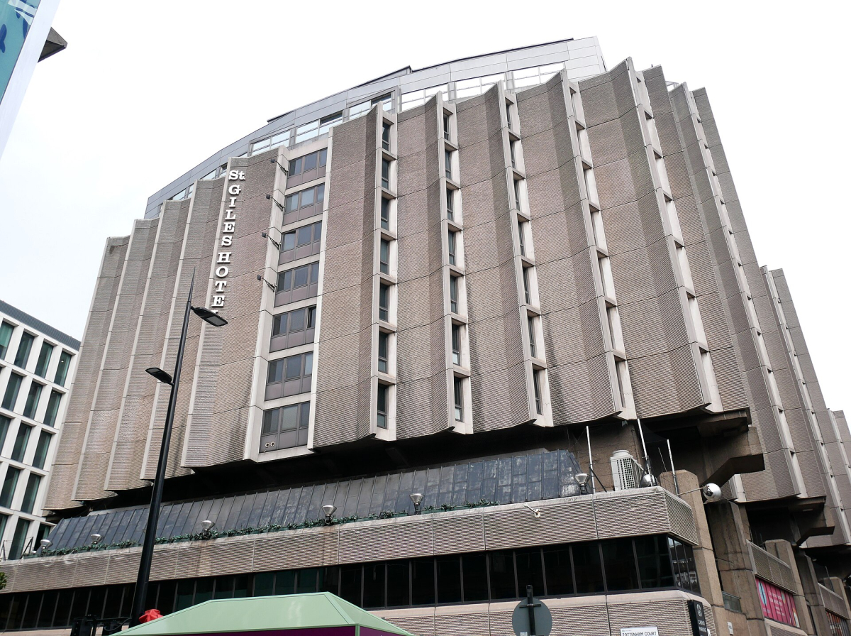 The former St Giles building, now marketed as STG Hotel Oxford Street; this exterior is not a representation of current bedrooms.