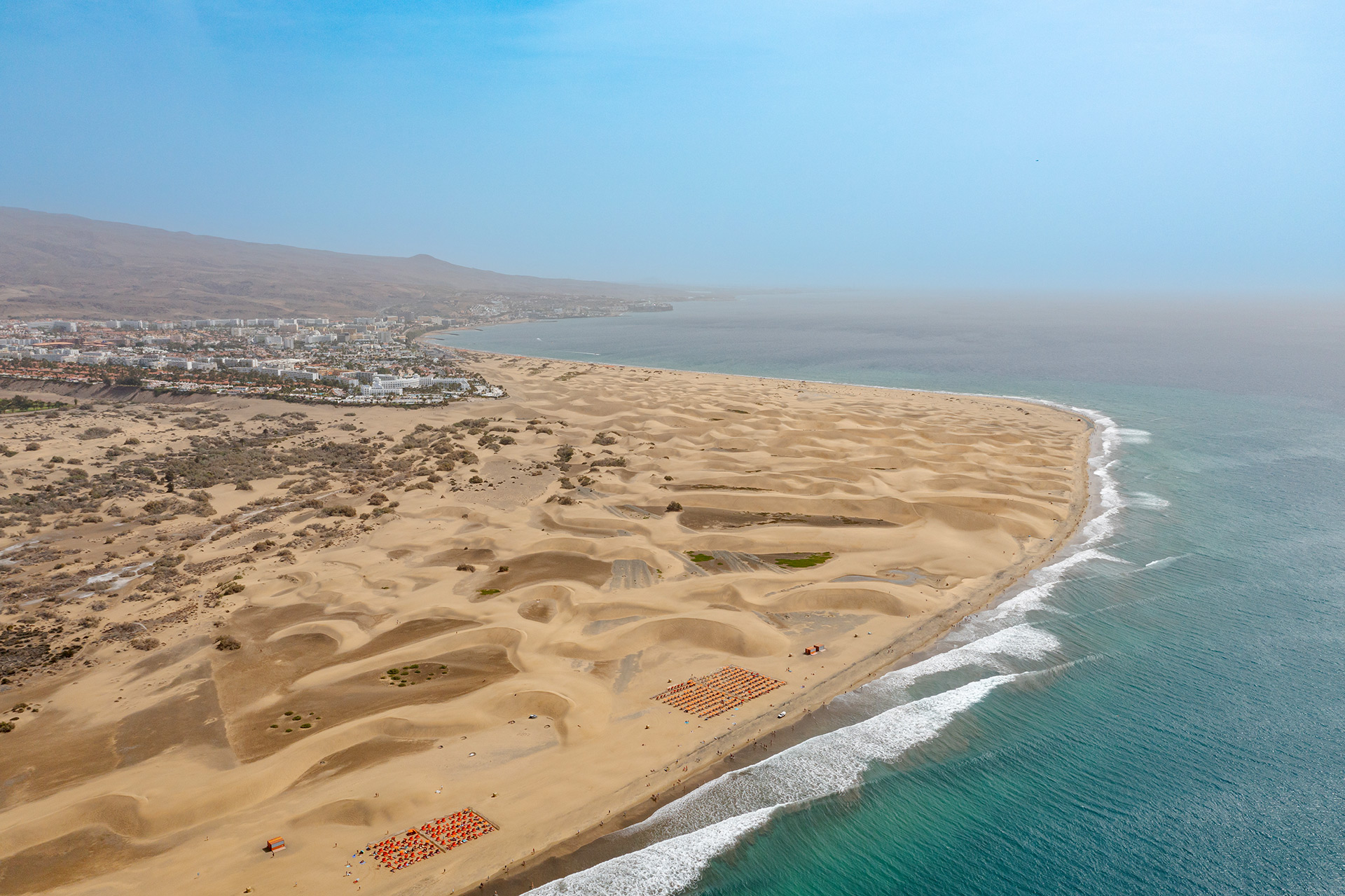 Maspalomas Dunes – one of the top destinations in Gran Canaria Maspalomas dunes aerial view in Gran Canaria