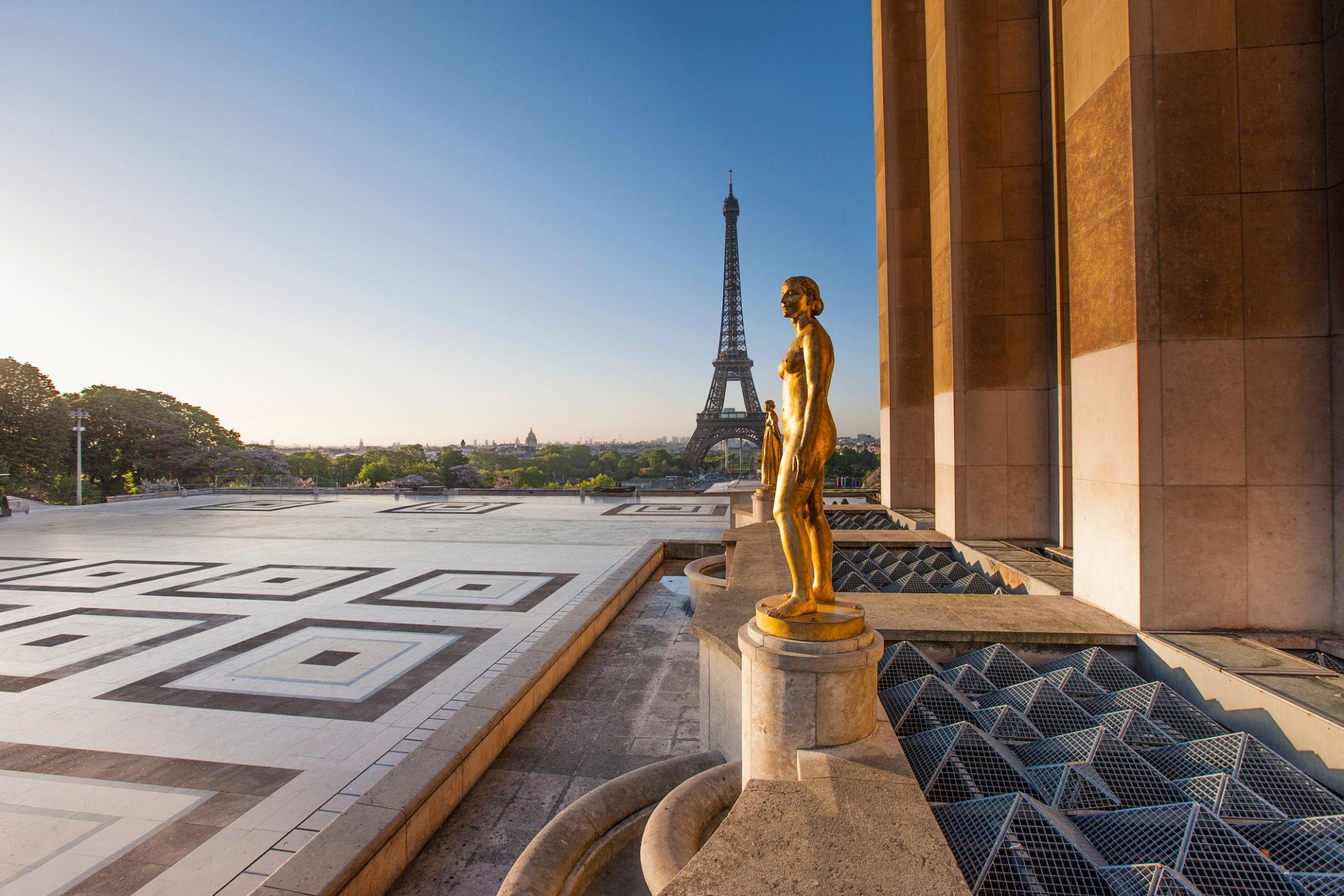 Top Attractions in Paris View of the Eiffel Tower from the Trocadéro area in Paris